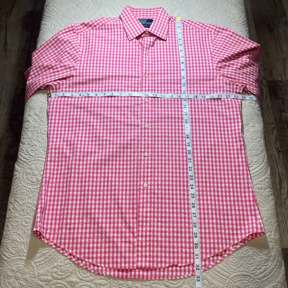 Polo Ralph Lauren Men's‎ Pink Gingham Custom Fit Button Down Shirt Size 16 1/2 - Picture 6 of 6